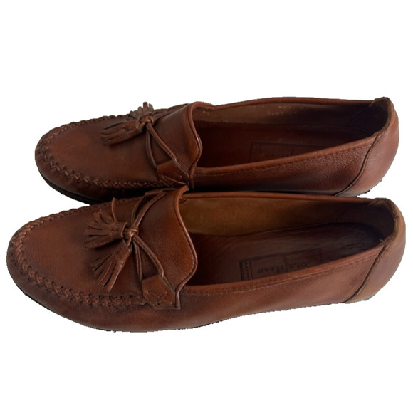 COLE HAAN Loafer Shoes Women's 9.5 B Brown Ferrah Leather Tassel Moc Toe Casual - Picture 2 of 13